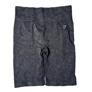 Gymshark Womens Black Pattern Logo Bike Butt Cinch Shorts L